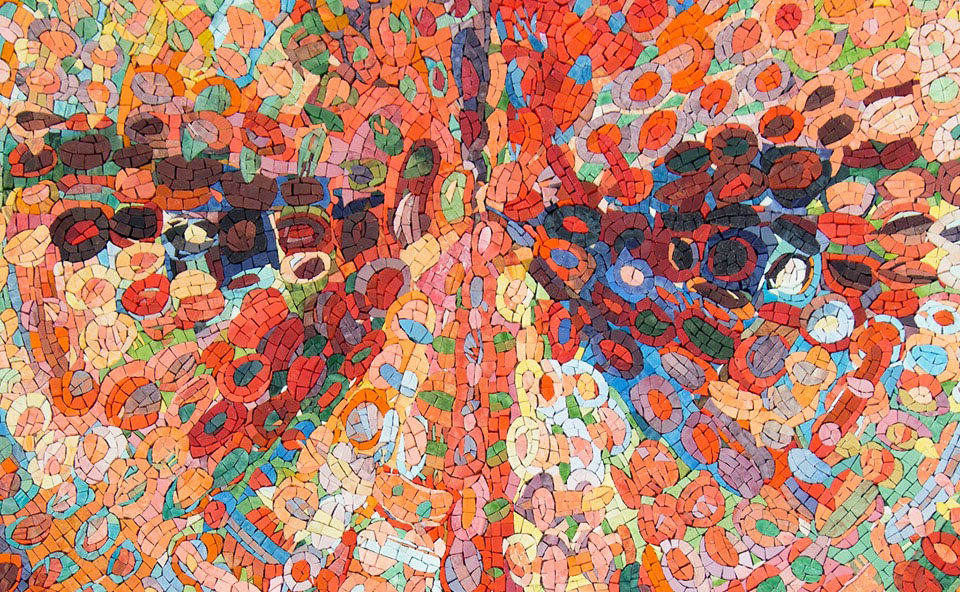 Chuck Close, Mosaics. Dettaglio di una delle opere in mostra 