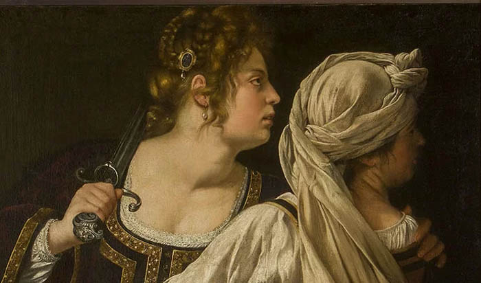 Artemisia Gentileschi, Giuditta e la fantesca Abra, dettaglio (Le signore del barocco. Palazzo Reale, MILANO)