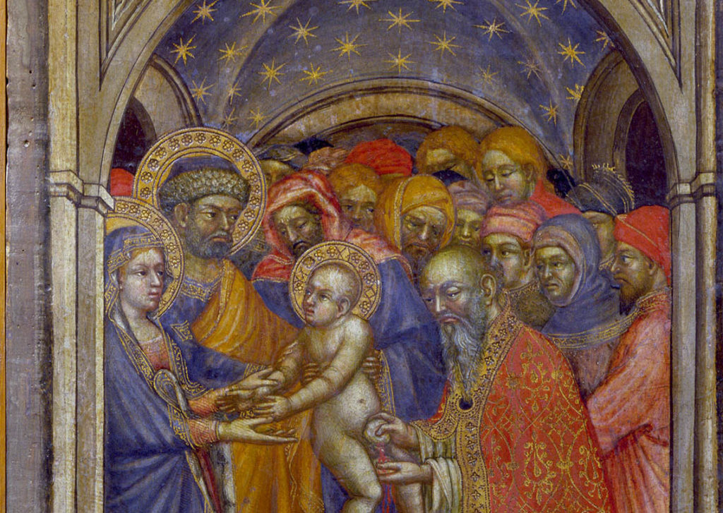 Ottaviano di Martino Nelli (Gubbio, 1370 ca – 1448-49), Polittico francescano, Circoncisione di Cristo (scomparto laterale) 1423-1425 circa, tempera e oro su tavola - dettaglio, (Città del Vaticano, Musei Vaticani, Pinacoteca)