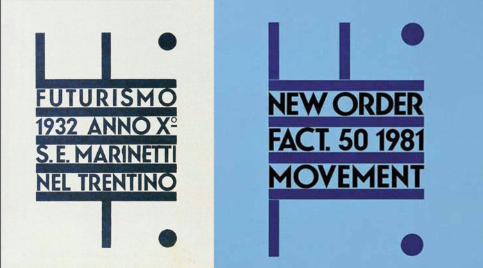 NewOrder, Movement (cover, Peter Saville Artwork) vs Futurismo (manifesto by Fortunato Depero)