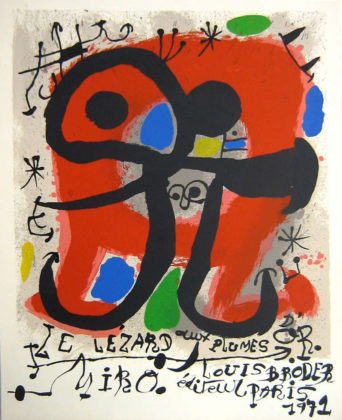 Miró, le lezard aux plumes d'or (La lucertola dalle piume d'oro) - litografia