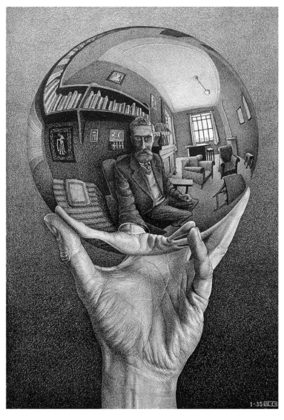 Escher, mano con sfera riflettente