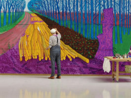 DAVID HOCKNEY PAINTING "WINTER TIMBER" IN BRIDLINGTON, JULY 2009 © DAVID HOCKNEY PHOTO CREDIT: JEAN-PIERRE GONCALVES DE LIMA