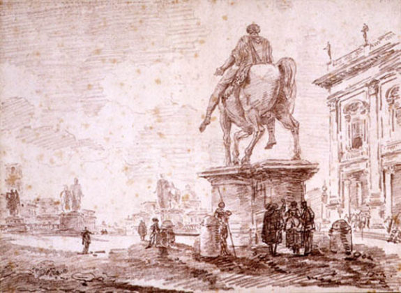 Hubert Robert, Piazza del Campidoglio, 1762, Collection Musée de Valence, art et archéologie, inv. D 64 Foto © Musée de Valence, photo Philippe Petiot