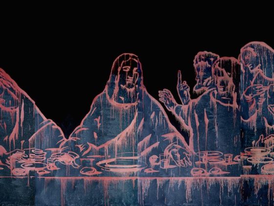 L'Ultima Cena dopo Leonardo. Wang Guangyi The Last Supper New Religion 2011 oil on canvas 400x160 cm