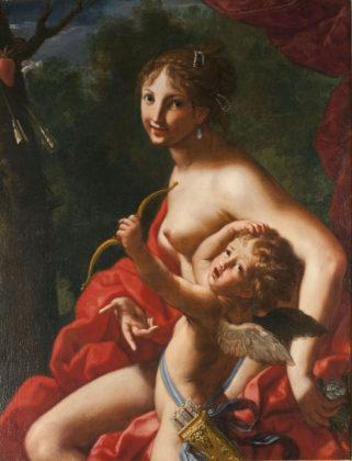 Le Signore dell'Arte: Elisabetta Sirani, Venere e Amore. Olio su tela, 101x85 cm Collezione Privata