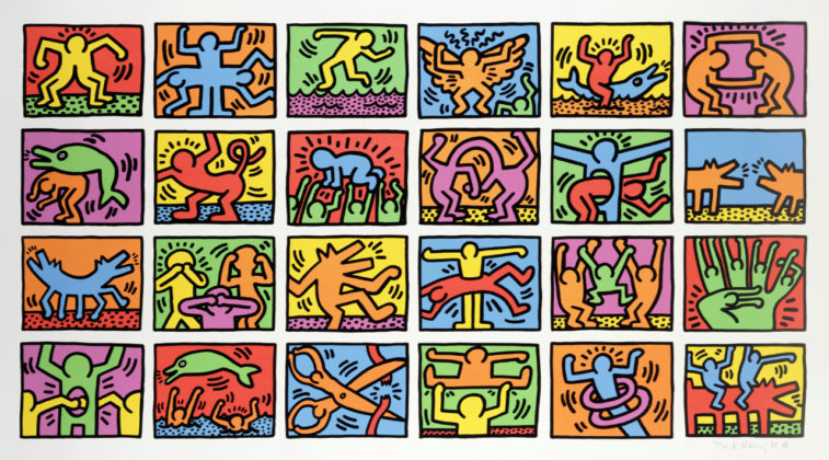 Retrospect [Retrospettiva] 1989 Serigrafia su carta, 117 x 208 cm, Ed. 42/75 Courtesy of Nakamura Keith Haring Collection © Keith Haring Foundation