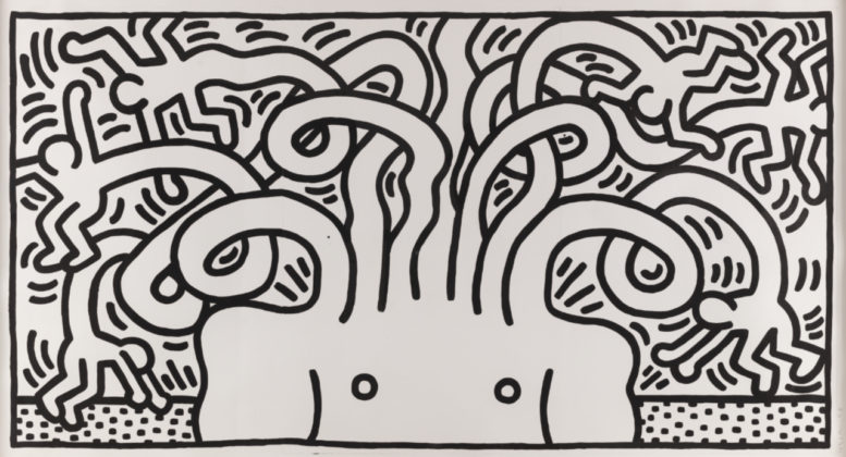 Untitled [Senza titolo] 1986 Incisione su carta, 137.8 × 248.3 cm, Ed. EA 2/4 Courtesy of Nakamura Keith Haring Collection © Keith Haring Foundation