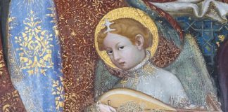 Ottaviano Nelli - Madonna del Belvedere, affresco - dettaglio (Chiesa di Santa Maria Nuova, GUBBIO). DETTAGLIO