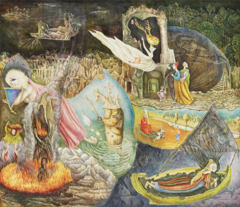 Leonora Carrington (1917–2011) I piaceri di Dagoberto (The Pleasures of Dagobert), 1945 Tempera all’uovo su masonite, 74,9 x 86,7 cm Collezione privata
