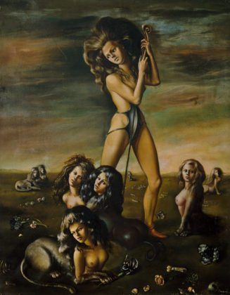 Leonor Fini (1907–1996) La pastorella delle sfingi (The Shepherdess of the Sphinxes), 1941 Olio su tela, 46,2 x 38,2 cm Collezione Peggy Guggenheim, Venezia (Fondazione Solomon R. Guggenheim, New York)